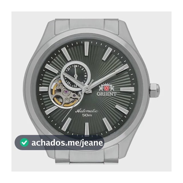 Relógio Orient Masculino Automatico Open Heart Nh3ss005e1sx Prateado Verde