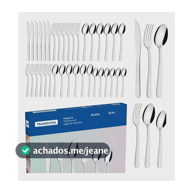 Jogo Talheres Faqueiro Inox  36 Peças Luxo Búzios Tramontina Prateado