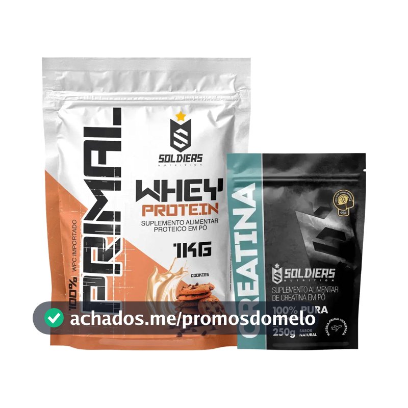 Kit: Whey Primal 1kg + Creatina 250g - Soldiers Nutrition Cookies