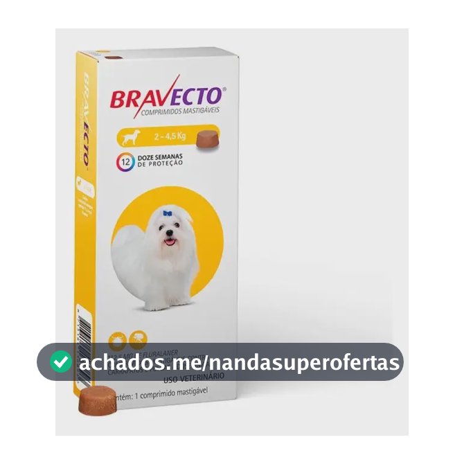 Antipulgas E Carrapatos Bravecto Cães 2 A 4,5kg - 112,5 Mg Amarelo