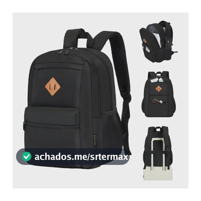 Mochila Notebook Impermeavel Escolar Reforçada Portátil Preto Poliéster