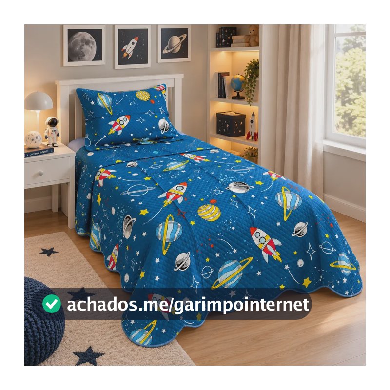 Kit Cobre Leito Jogo De Cama Solteiro Infantil Menino Menina Azul