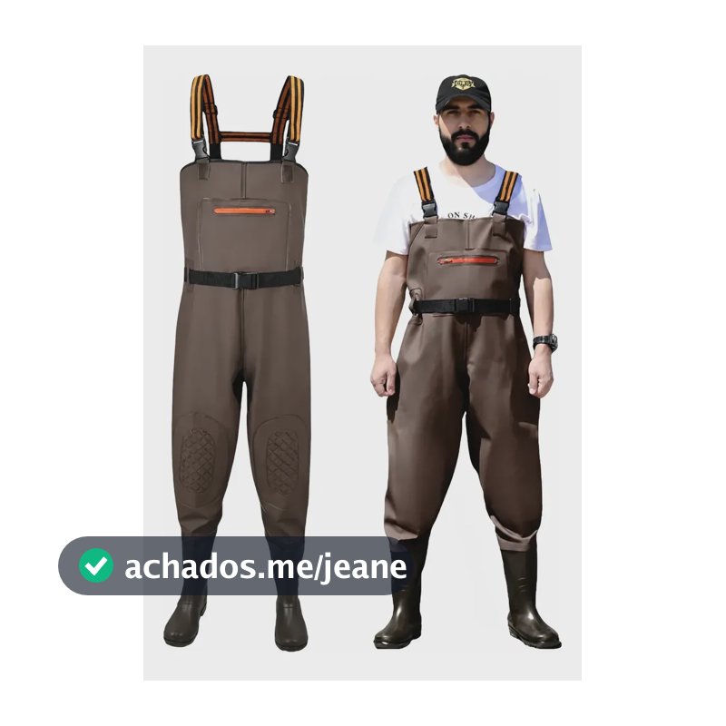 Jardineira Macacão Pesca 0,80mm Impermeável Com Bolso Marrom 43