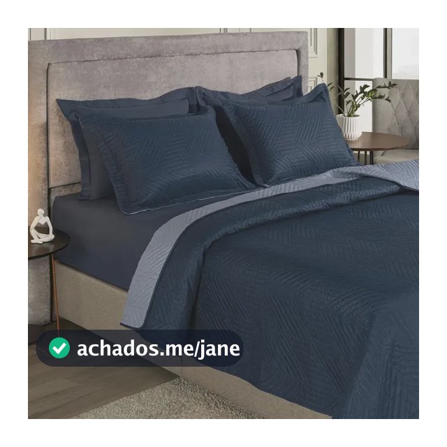 Kit Cobre Leito Colcha King 3 Peças Boutis Lisas Dupla Face Porta Travesseiro Aba Americana Oslo Azul