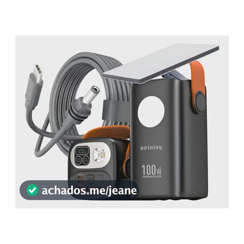 Bateria Portátil 60000 Mah, Power Bank 100w Cabo Sartlink 3m Preto