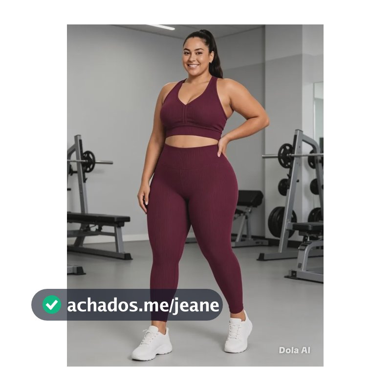 Conjunto Academia Plus Size Top E Calça Fitness Treino Ana R Conjunto Plus Size Marsala G1-46/48