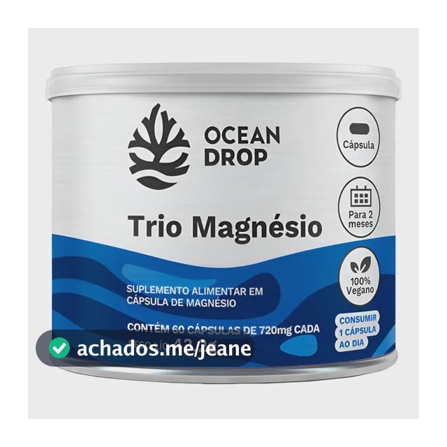 Trio Magnésio Ocean Drop Óxido Magnésio Bisglicinato Malato 60 Cápsulas 175mg