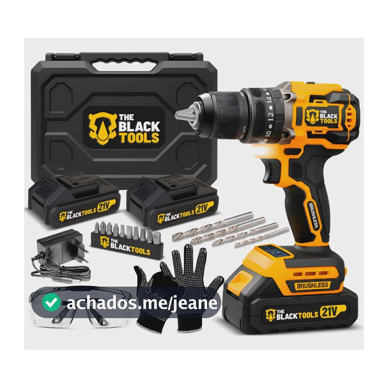 Parafusadeira Furadeira Profissional Brushless + Acessórios Amarelo E Preto 127/220v 60hz