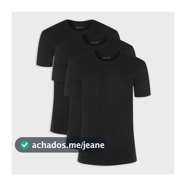 Camiseta Masculina Boss Rn 3p Classic - Preto