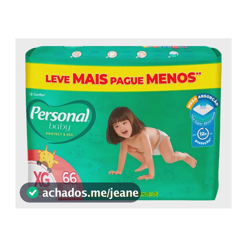 Fralda Personal Protect & Sec XG com 66 Unidades