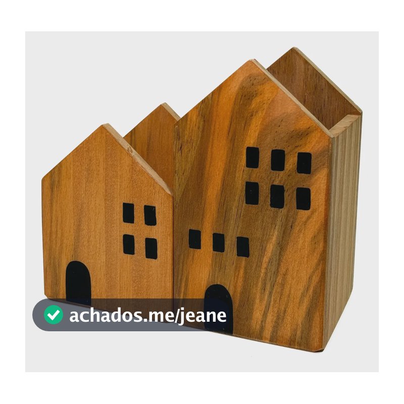 Porta Utensílios De Madeira, Casinha Porta Talheres E Lápis Marrom-claro