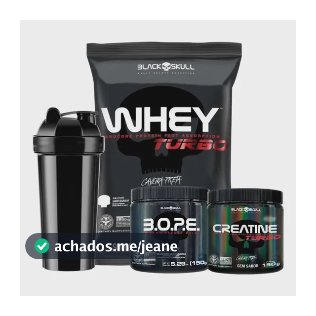 Whey Turbo +creatina +bope+ Coqueteleira Black Skull Turbo