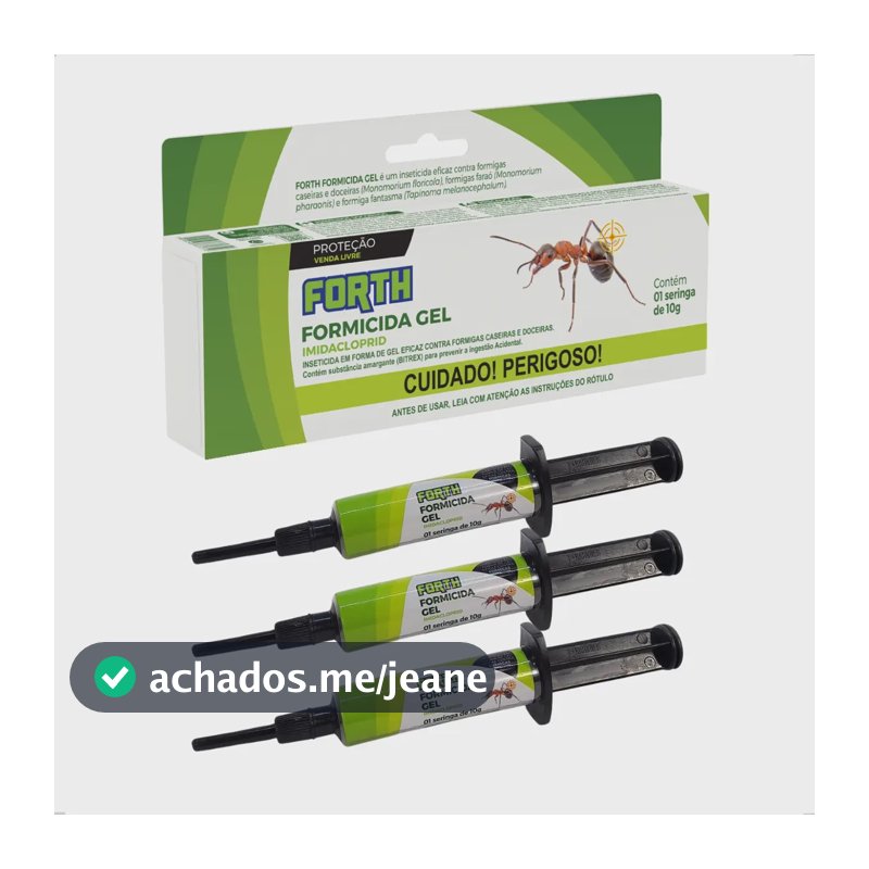 3 Forth Formicida Gel Seringa 10g Mata Formiga Trava Veneno