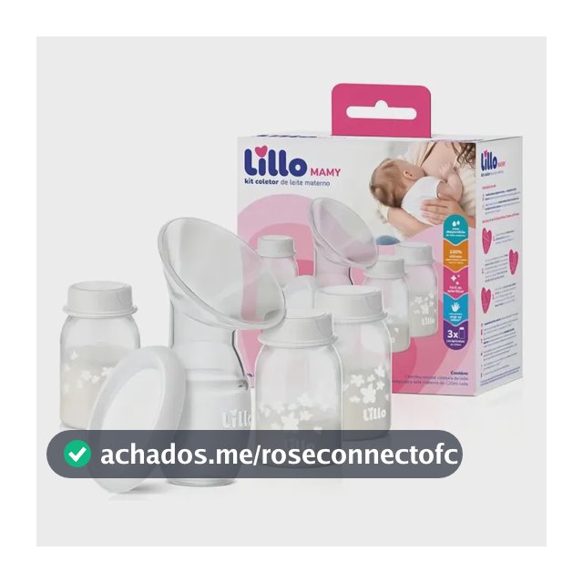 Kit Coletor de Leite Materno Lillo Silicone 3 Frascos 120ml BPA Free
