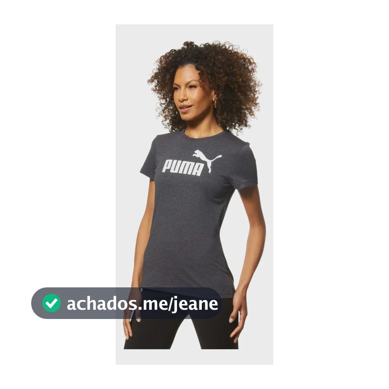 Camiseta Feminina Ess No. 1 Logo Puma Cinza-escuro Geométrico M