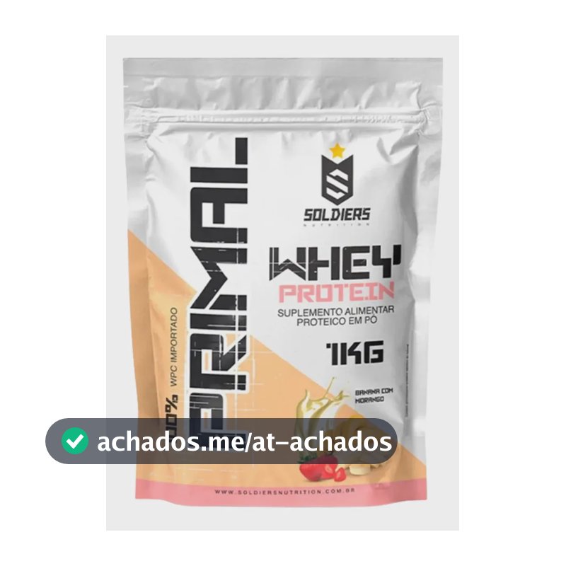 Sachê Whey Protein Primal 1kg Soldiers Nutrition Sabor Banana com Morango em po