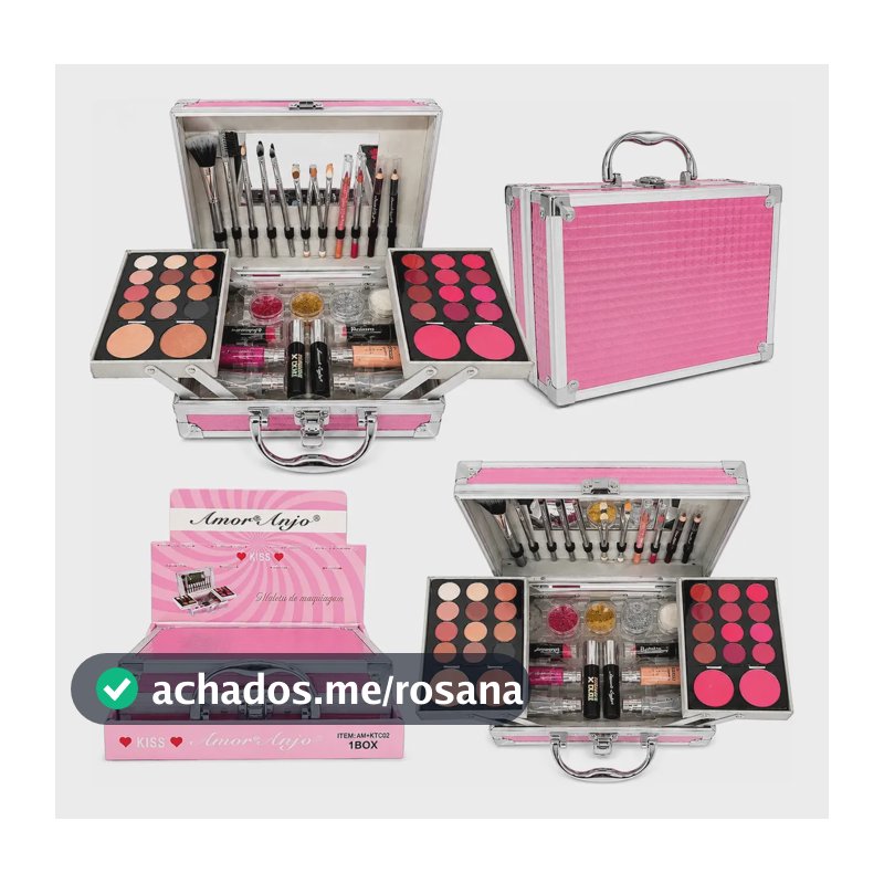 Kit Maleta De Maquiagem Completa Profissional Luxo Presente Amor Anjo Maleta Rosa