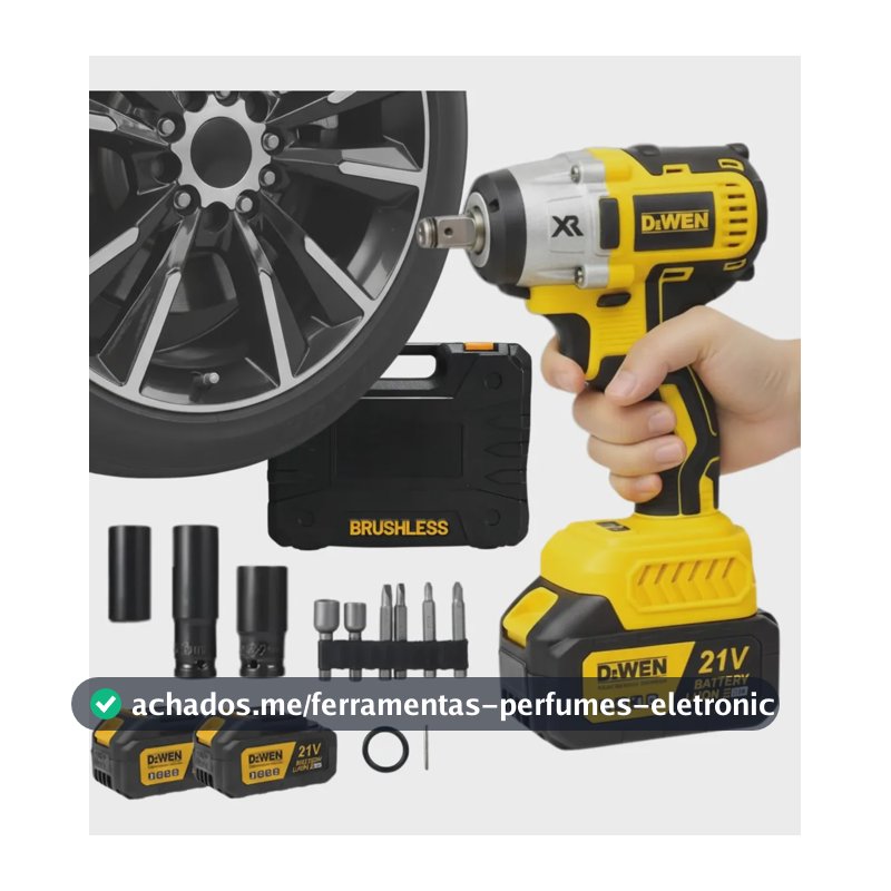 Chave De Impacto A Bateria Profissional 1/2 Motor Brushless 450 Nm 3250 Rpm 02 Baterias Bivolt Parafusadeira E Furadeira Maleta E Acessórios Alta Potência Motor Sem Escovas