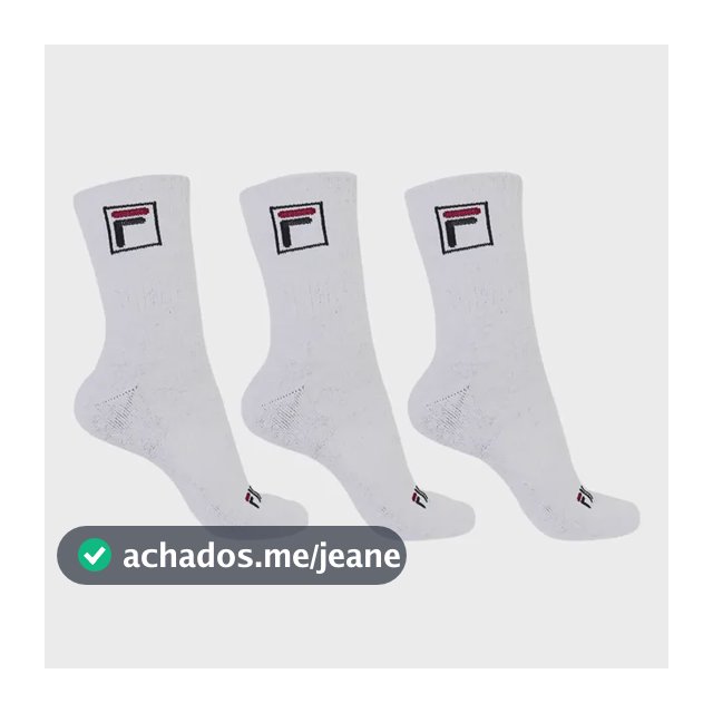 Kit 3 Pares Meia Fila Fbox Cano Alto Branca Unissex Original