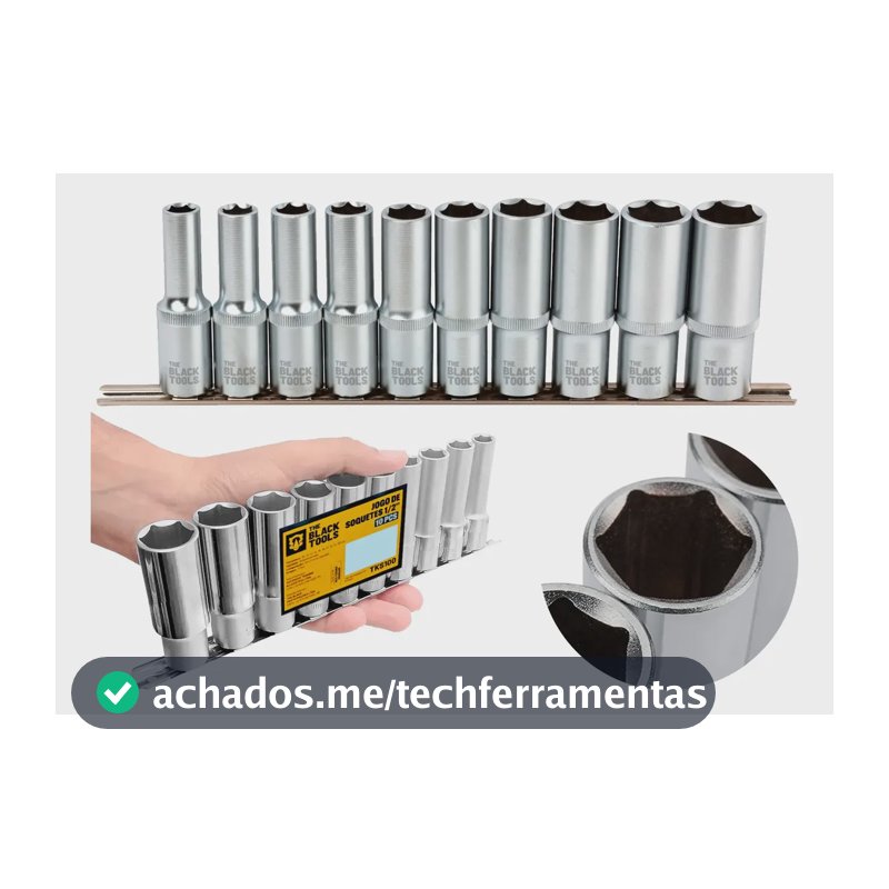 Kit Ferramentas 10 Pçs P/ Chave Longo 1/2 Soquete Sextavado