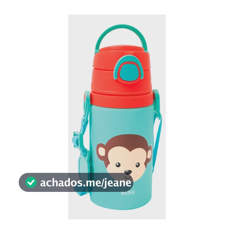 Garrafinha De Aluminio Animal Fun Macaco Bpa Free 400ml Buba