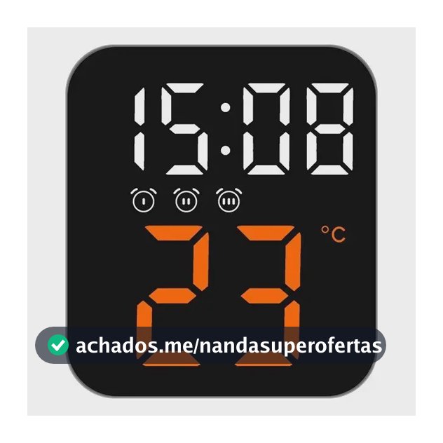 Relógio Mesa E Parede Digital Led Temperatura Alarme Umidade Cor Laranja
