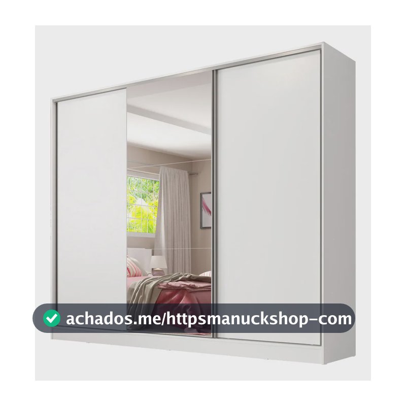 Guarda Roupa Casal 100% Mdf C Espelho Madesa Royale 3 Portas