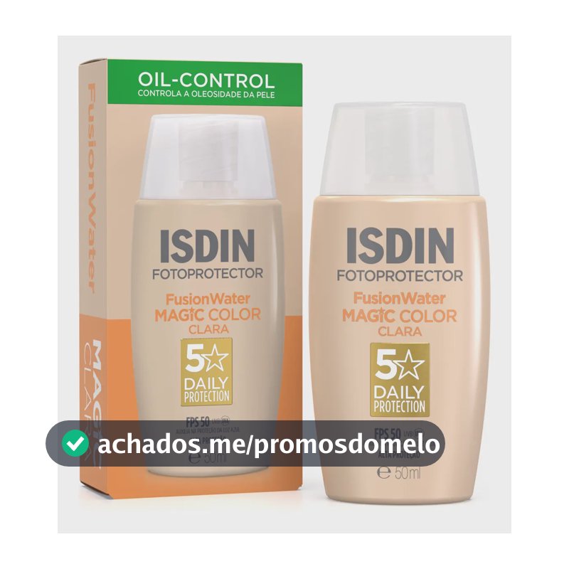 ISDIN Protetor Solar Facial Fusion Water Magic Color FPS 50 – Cor Clara - 50ml