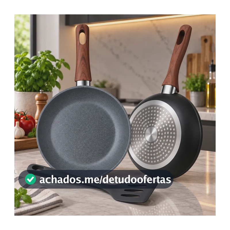 Frigideira Antiaderente Cerâmica 24cm + Espátula De Silicone Indução Cooktop Fogão a Gás Elétrico Não Gruda Sem Óleo Cor Panela Profissional Cinza Fundo Preto Milano Lecom