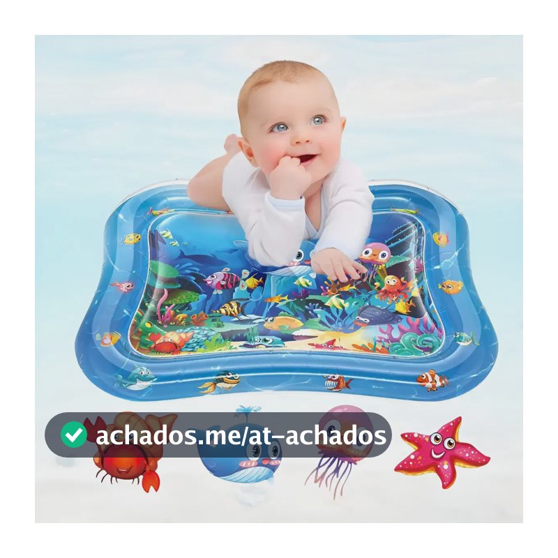 Tapete Sensorial Inflável De Agua Atividades Tummy Time Bebê