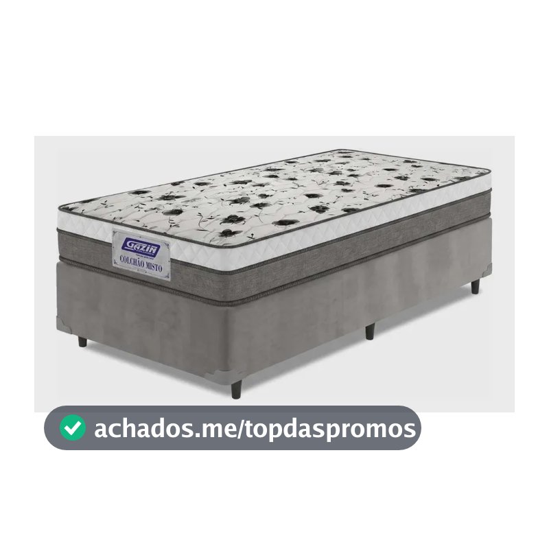 Cama Box Solteiro Colchão Espuma D33 Fort 88cm Cinza/branco