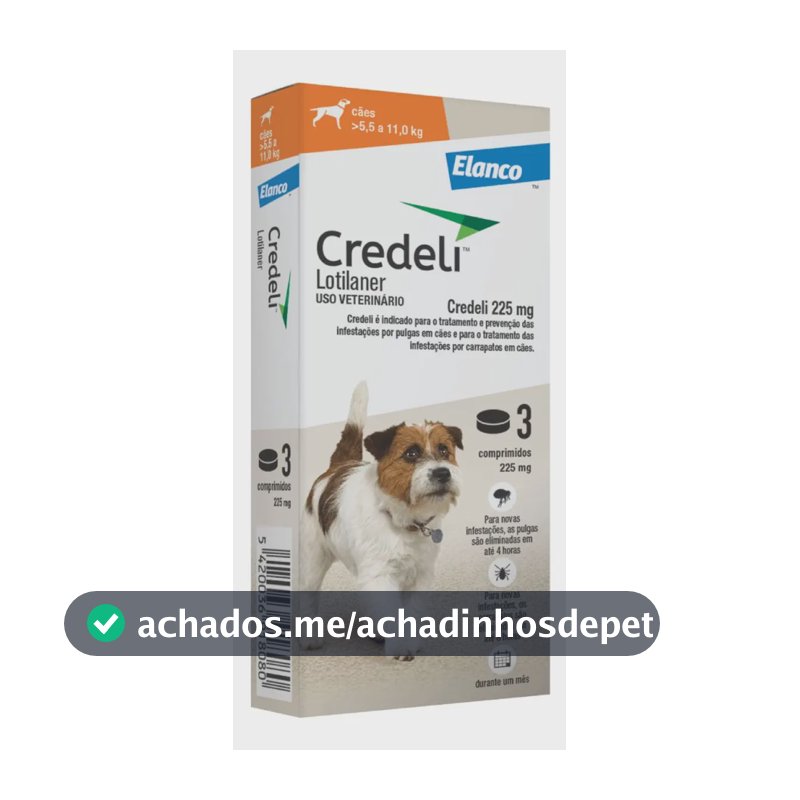 Credeli Elanco 225mg Antipulgas Carrapatos Cães 5,5-11kg 3 Comprimidos