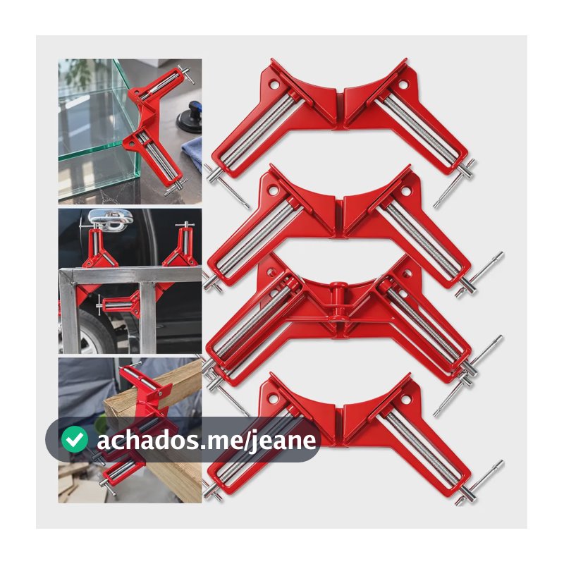 Kit 4 Grampos Sargento Angular 90 Graus Cantoneira Madeira