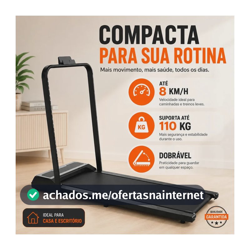 Esteira Elétrica Dobrável Compacta 110kg com Controle e App