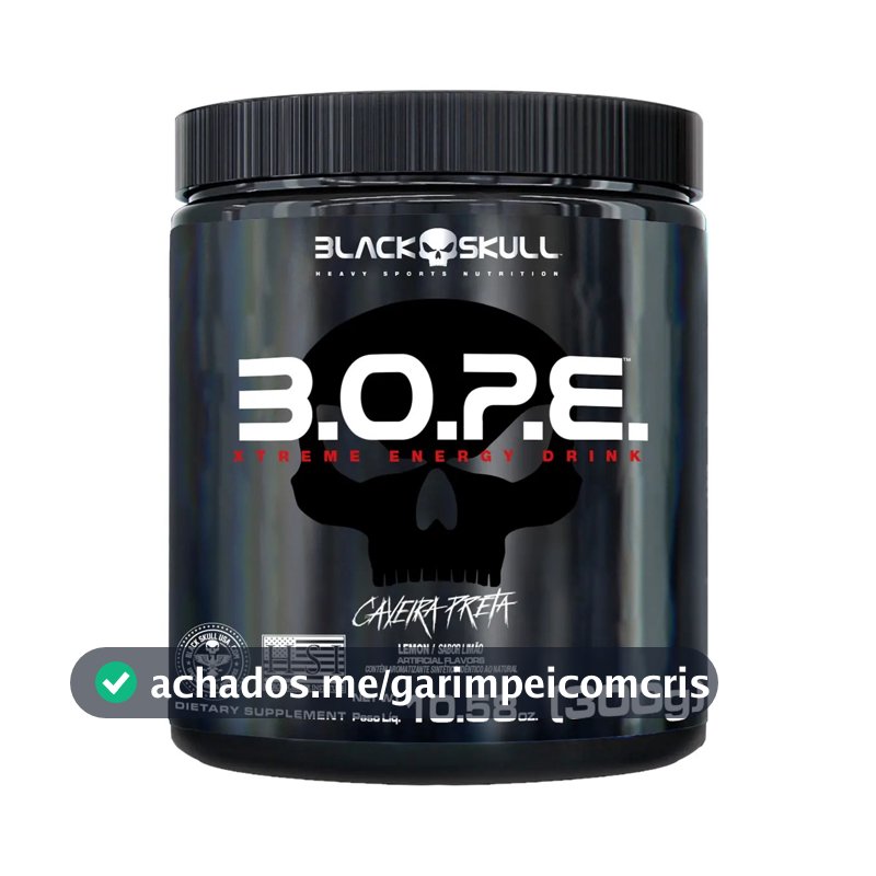 Black Skull Pré Treino B.O.P.E. Sabor Limão em pó x 300g