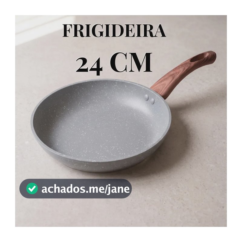 Frigideira Cerâmica 24Cm Antiaderente Cooktop Indução Fogão a Gás Elétrico sem óleo não gruda cinza granito cabo baquelite fundo triplo antitérmico profissional compacto