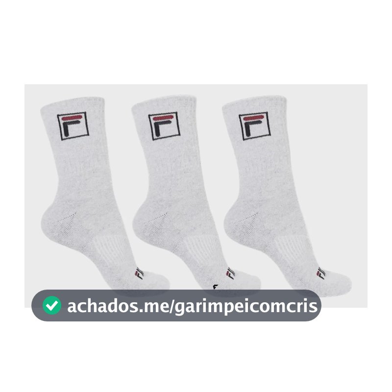 Kit Tripack Meia Fila Cano Alto Fbox Masculina Branca Meias Brancas Logo 39-43