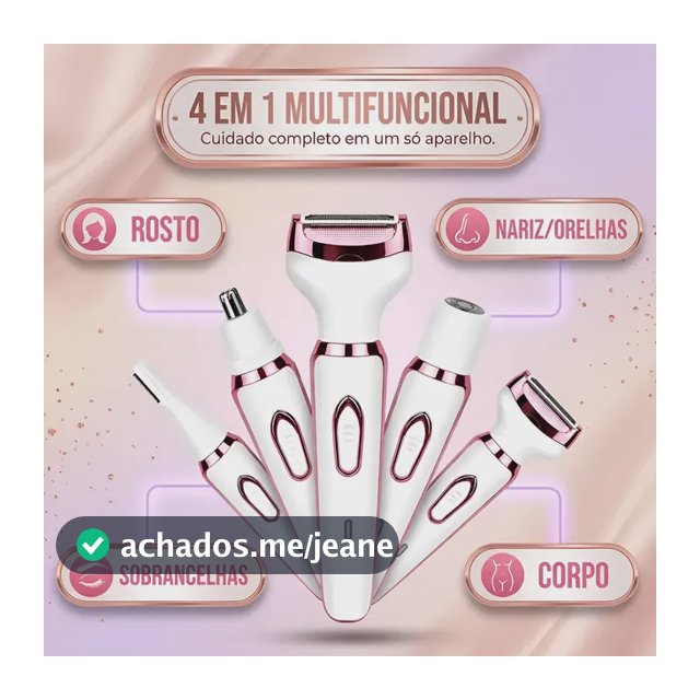 Depilador Feminino 4 Em 1 Recarregável Usb Rosto Axila Branco 127/220v