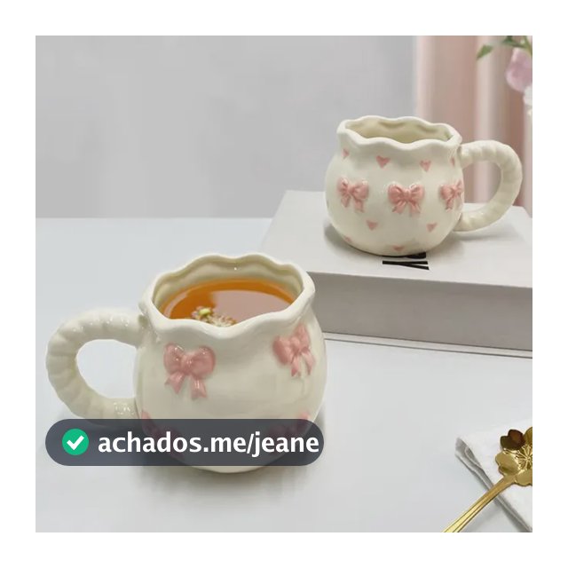 2 Peças De Caneca De Café De Cerâmica Cute Bow Xícara De Chá