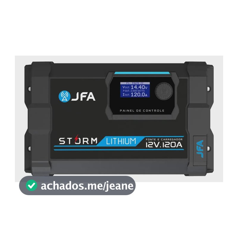 Fonte Carregador 120a Storm Lithium Jfa Bivolt Bateria Lítio Preto