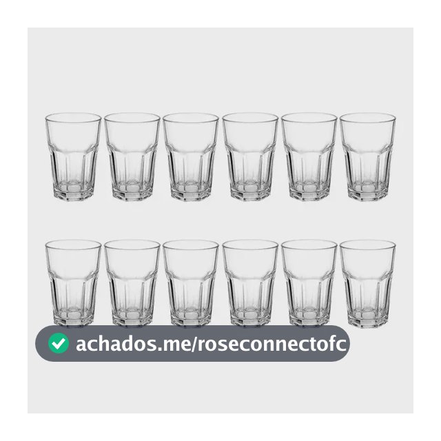 Jogo C/ 12 Copos De Vidro Grosso 340 Ml Resistente