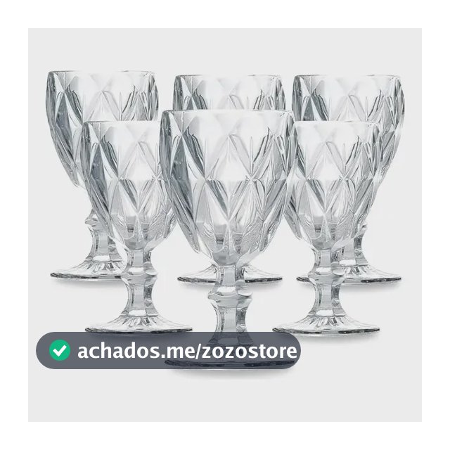 Conjunto de Taças de Vidro 340ml Diamond Line - 6 Peças Transparente
