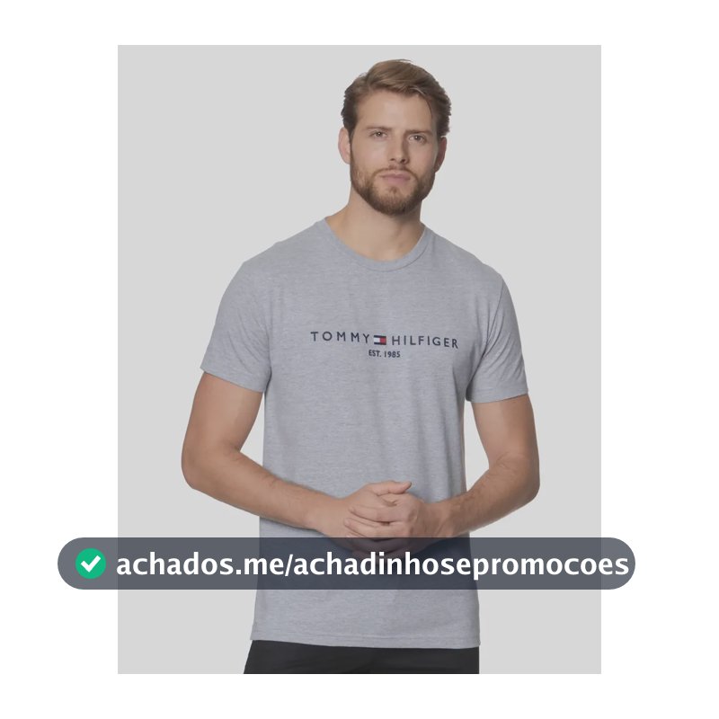 Camiseta Tommy Hilfiger Im Core Logo Light Grey Heather N/a Gg Liso