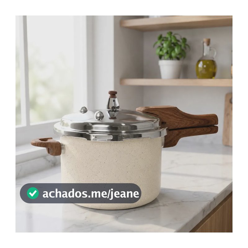 Panela Pressão 4,2l Indução Cerâmica 4 Válvulas Segurança Cor Branco Creme