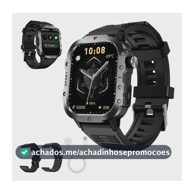 Smartwatch WGP H11 Preto Com Bluetooth para Android e iOS