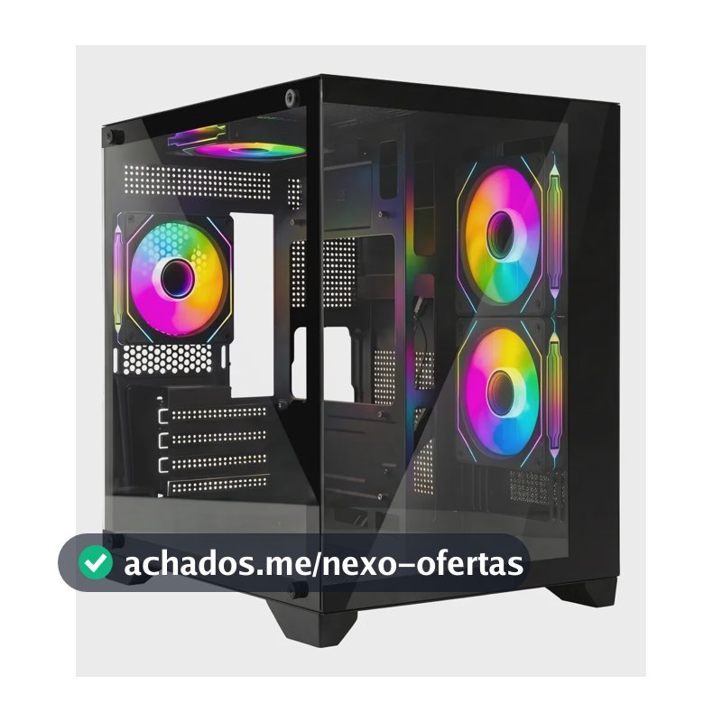 Gabinete Gamer Mrpc Aquario Para Pc 4 Coolers Fans Led Rgb Preto