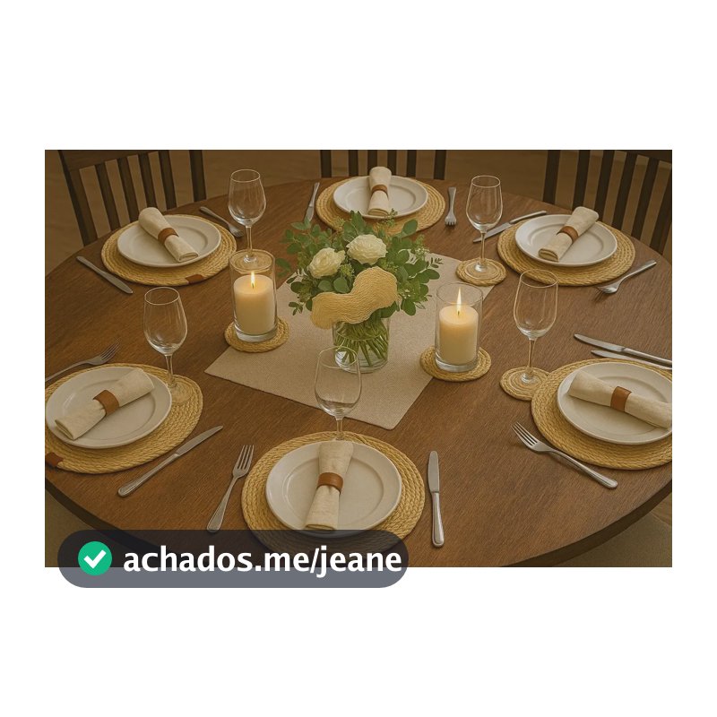 Jogo 6 Peças Sousplat Americano Sisal Natural Bege Mesa Bege Basic