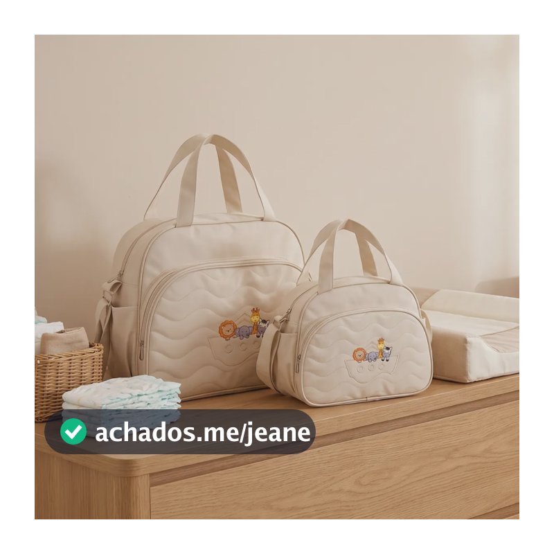 Kit Bolsas Bebê Enxoval Maternidade Bordada Arca De Noé Bege Arca De Noé