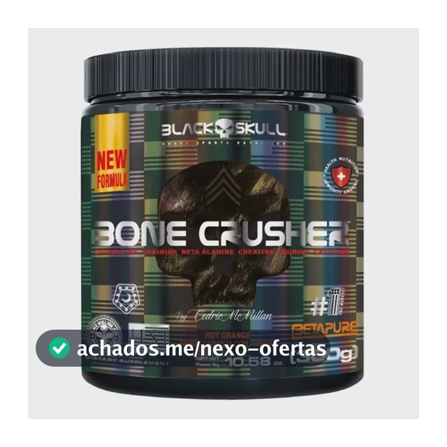 Pré-treino Bone Crusher Black Skull 300g - Hot Orange