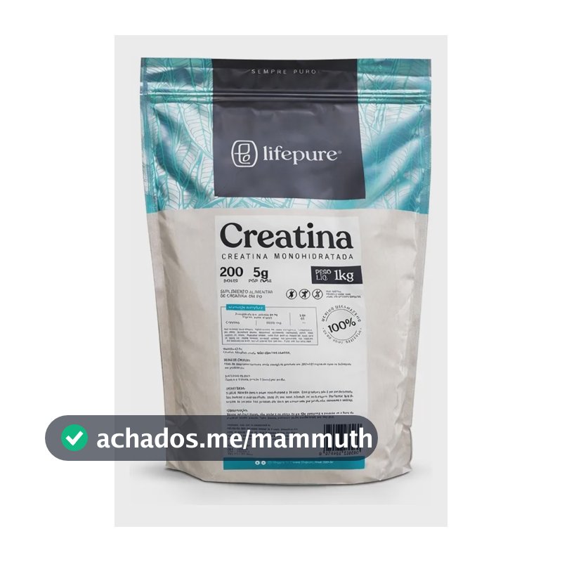 Creatina Monohidratada Em Pó Lifepure 1kg Sem Sabor Sem Sabor
